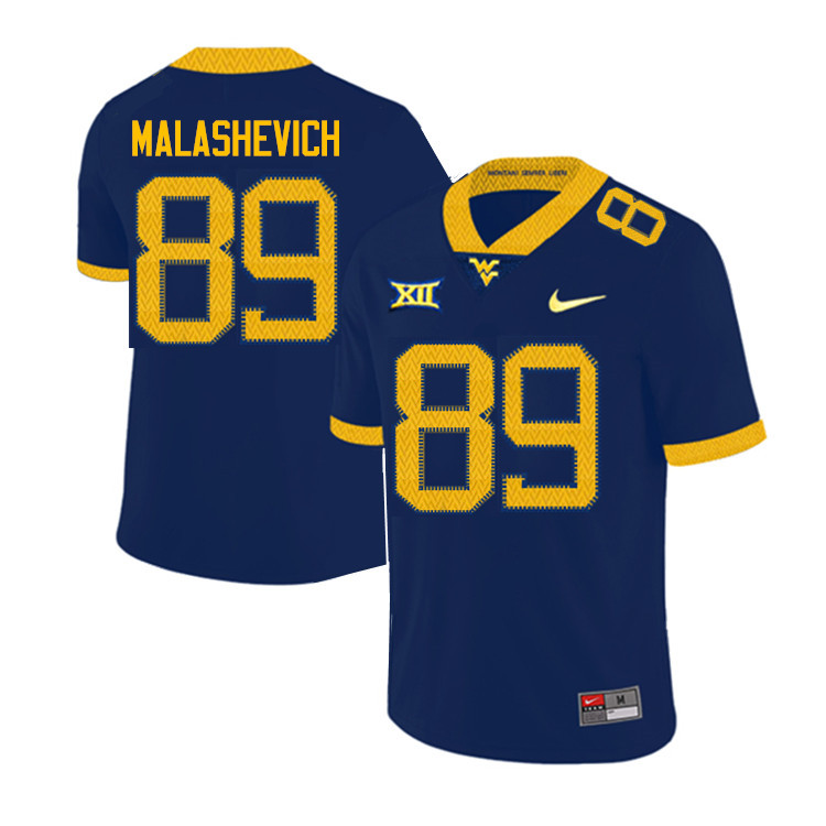 2019 Men #89 Graeson Malashevich West Virginia Mountaineers College Football Jerseys Sale-Navy